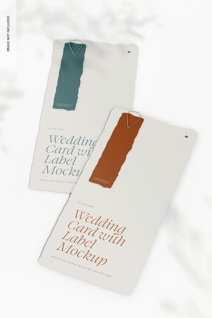 Deckle edge wedding cards with label mockup