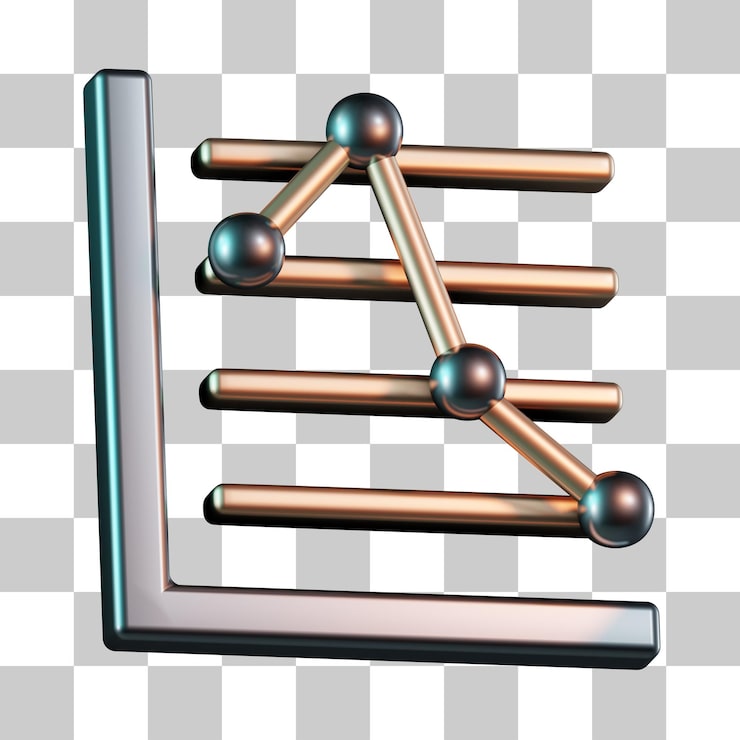 PSD declining line chart 3d icon