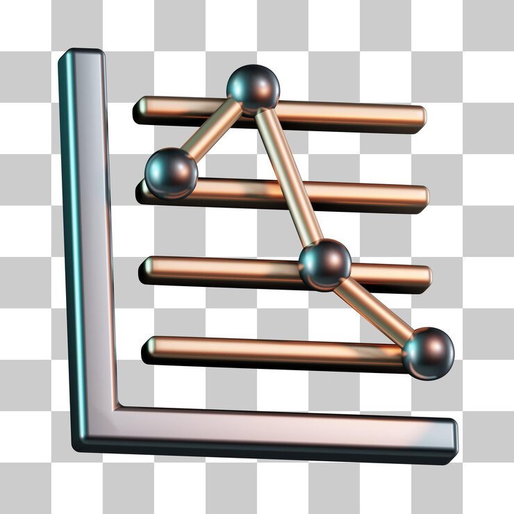 PSD declining line chart 3d icon