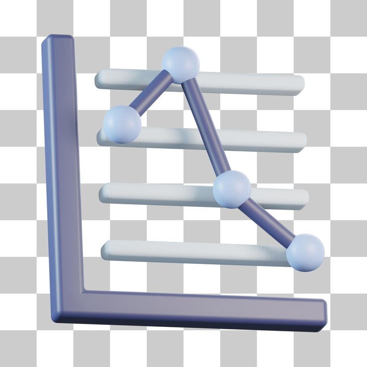 PSD declining line chart 3d icon