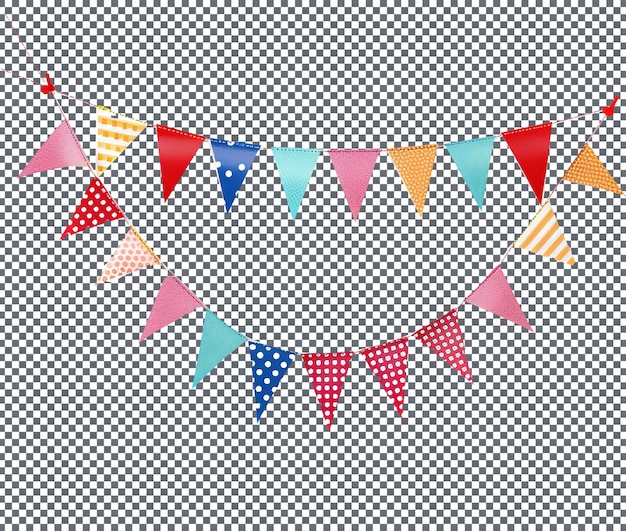 Decorate birthday flags isolated on transparent background