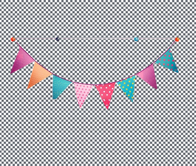 Decorate birthday flags isolated on transparent background