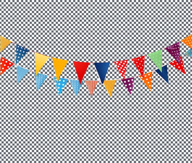 PSD decorate birthday flags isolated on transparent background