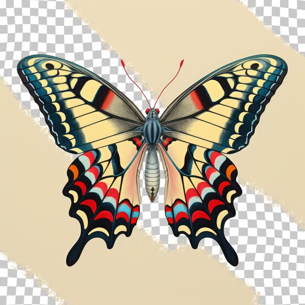 PSD decorated butterfly with a zigzag pattern on a transparent background odina decorata