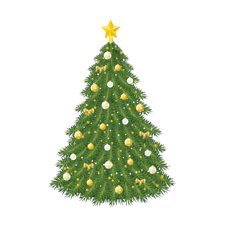PSD 黄金 の 飾り で 飾ら れ た クリスマス ツリー