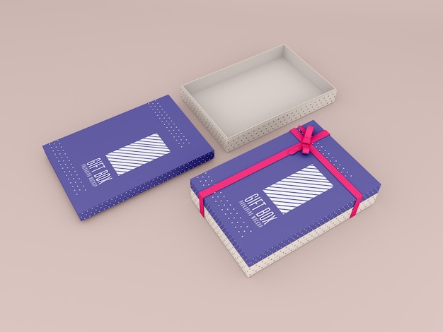 Decorated gift box mockup