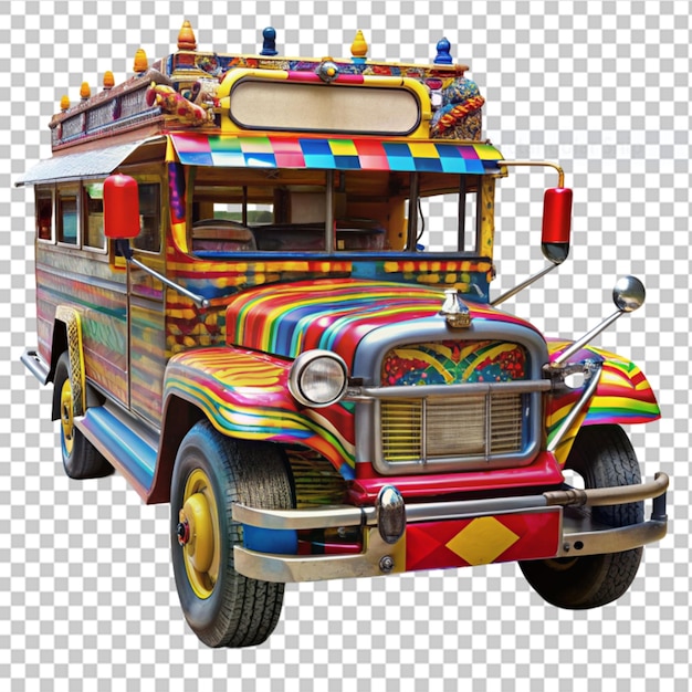 Decorated jeepney bus on transparent background