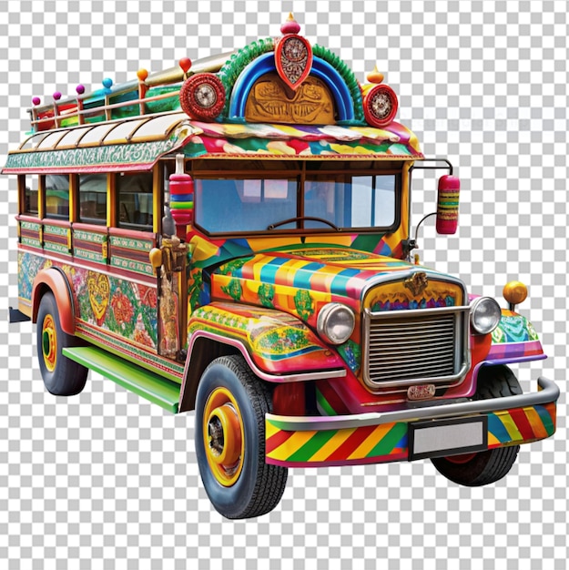 PSD decorated jeepney bus on transparent background