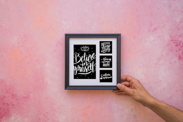 Decoratief citaat en frame mockup concept