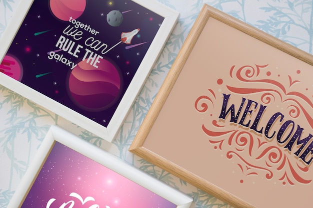 PSD decoratief frame mockup met citaat concept