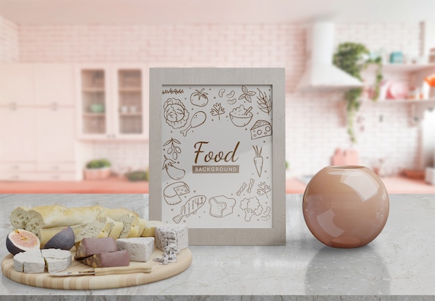 PSD decoratief frame mockup op tafel thuis