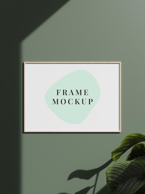 Decoratief leeg framemodel met plant in minimalistische kamer