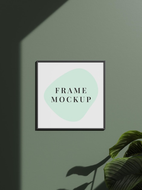 Decoratief leeg framemodel met plant in minimalistische kamer