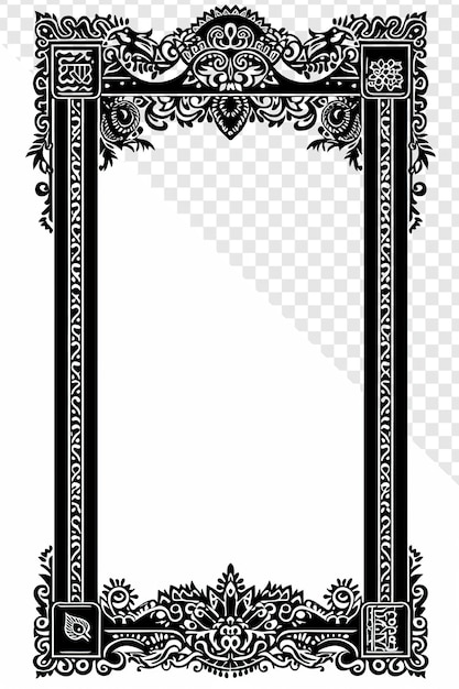 Decoratief rechthoekig frame Zwart silhouet op wit