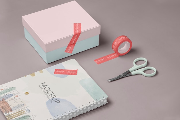 PSD decoratief zelfklevend washi-papier mock-up ontwerp