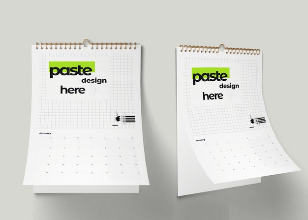 Decoratieve mockupkalender aan de muur