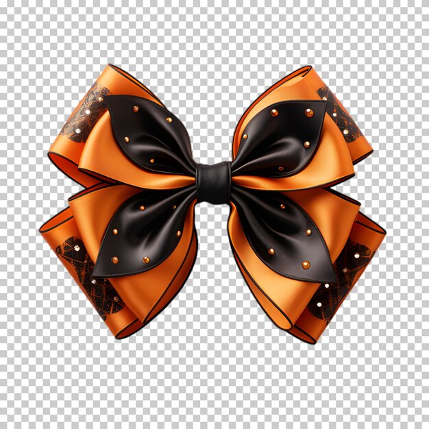 Decorative black orange bow isolated on transparent background