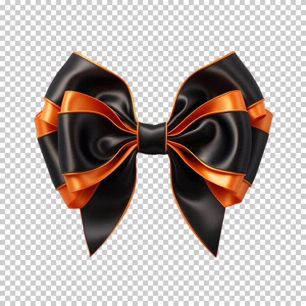 Decorative black orange bow isolated on transparent background