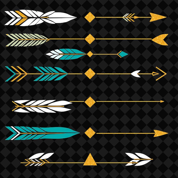 PSD decorative borders arrows feathers and triangles deep teal with gold accents boho chic inspiratio