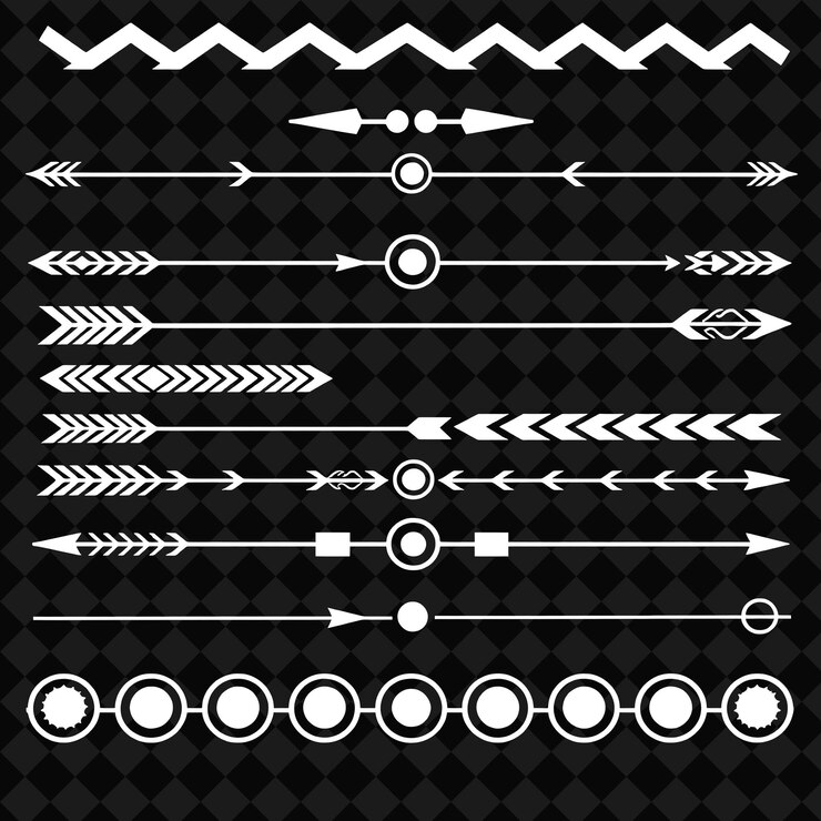PSD decorative borders chevron arrows and circles monochromatic blacks and whites minimalist style c