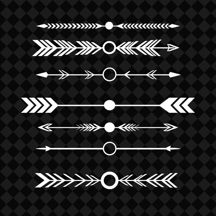 PSD decorative borders chevron arrows and circles monochromatic blacks and whites minimalist style c