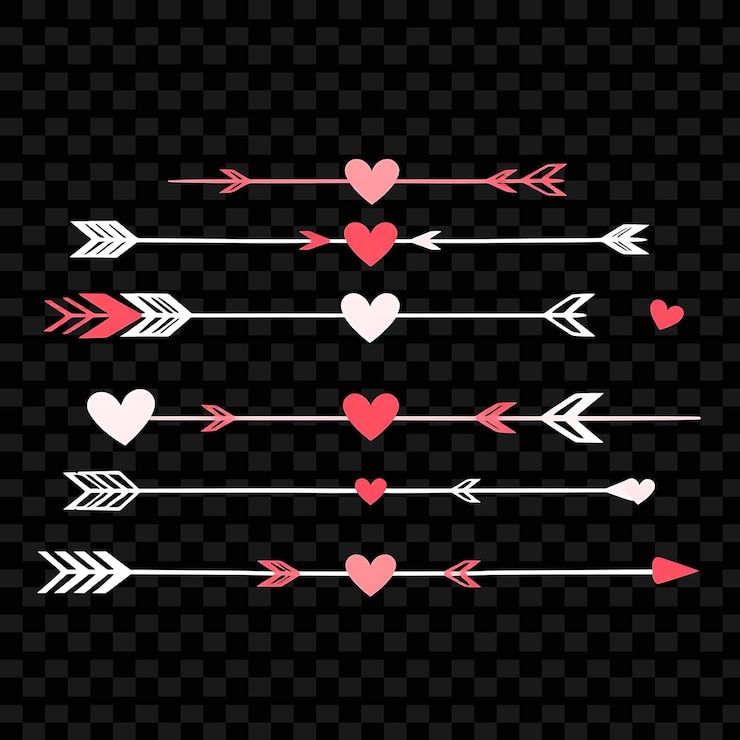 PSD decorative borders hearts arrows and stars soft pinks and reds romantic theme sweet simple and c