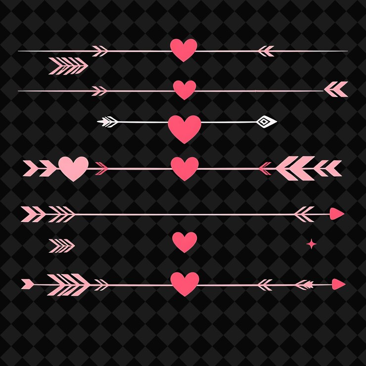 PSD decorative borders hearts arrows and stars soft pinks and reds romantic theme sweet simple and c