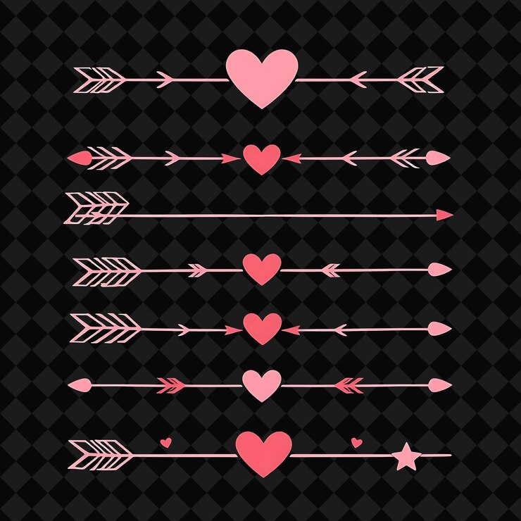 PSD decorative borders hearts arrows and stars soft pinks and reds romantic theme sweet simple and c