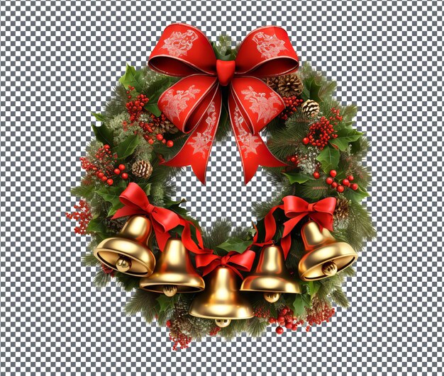 Decorative christmas bells hung on doors isolated on transparent background