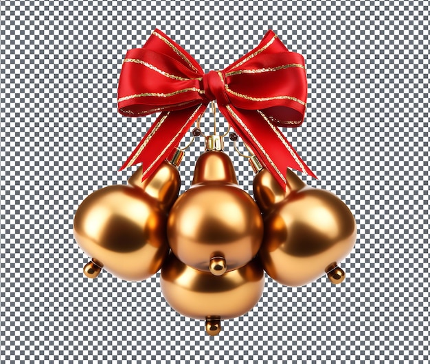 PSD decorative christmas bells hung on doors isolated on transparent background