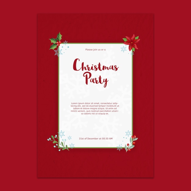 PSD decorative christmas party poster mockup