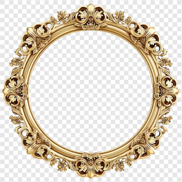 Decorative circular empty golden frame in vintage style