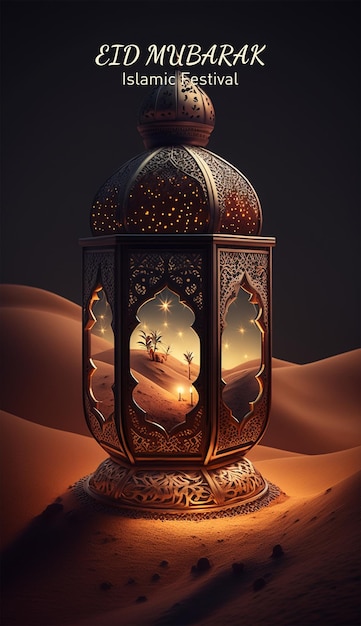 Decorative eid mubarak islamic festival poster