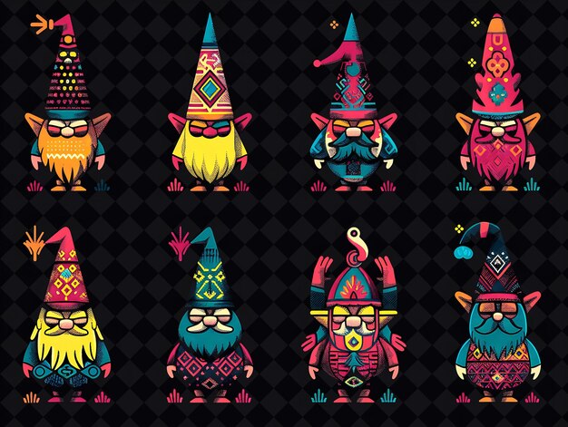 decorative garden gnomes 8 bit pixel with intricate designs png unique y2k design collection