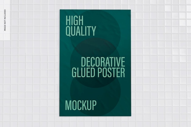 Decorative glued poster mockup, front view