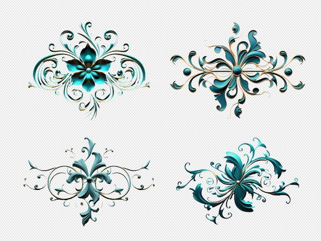 PSD decorative icons on transparent background