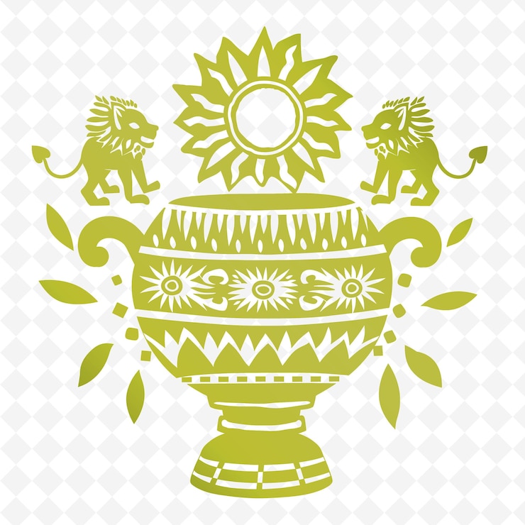PSD a decorative image of a green elephant and a lion on a white background