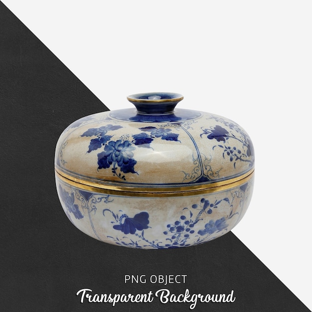 PSD decorative patterned ceramic object with lid on transparent