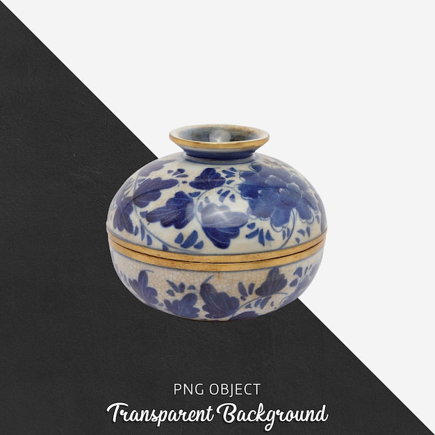 Decorative patterned ceramic object with lid on transparent