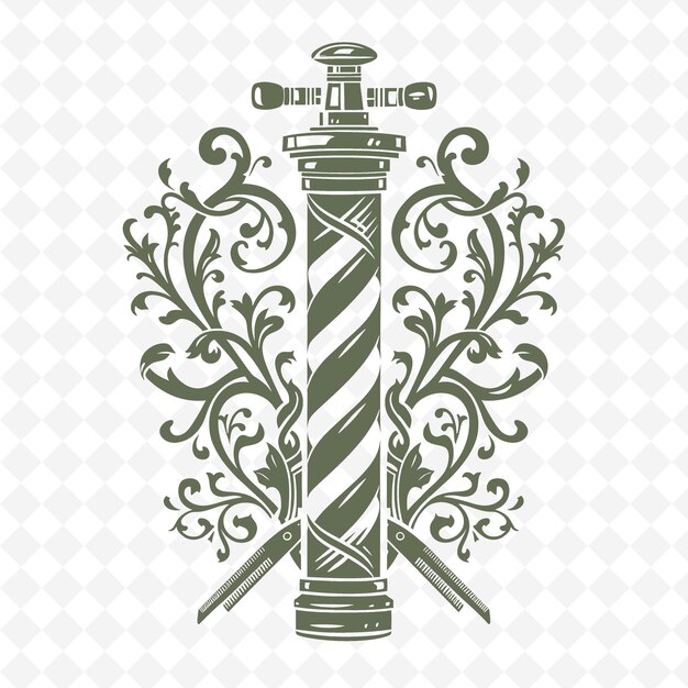 PSD a decorative piece of a column with a green and white striped pattern