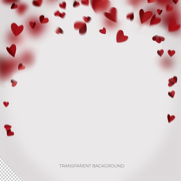 PSD decorative red paper hearts transparent overlay 9