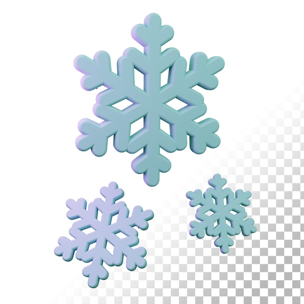 Decorative snowflakes, 3d rendered beautiful blue and white matte snowflakes