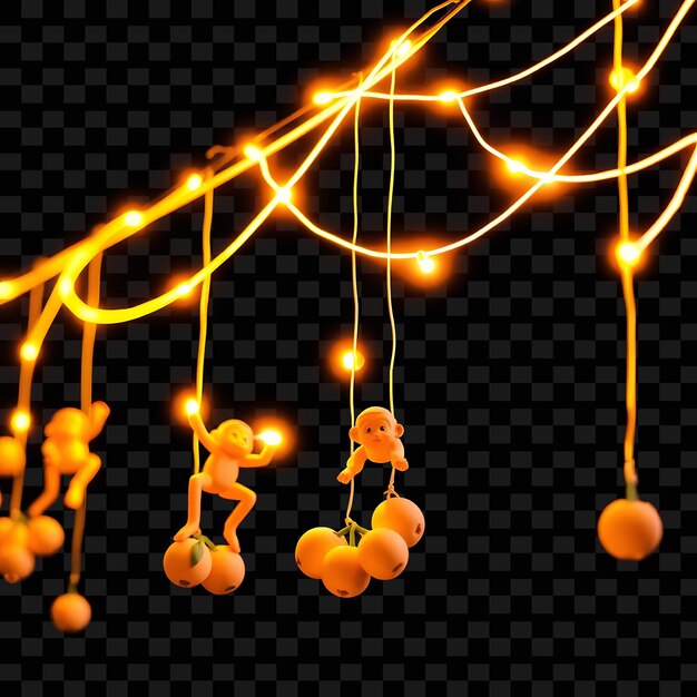 decorative string monkeys and coconuts neon fruit clusters hang along the string the lively chatt