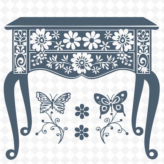 PSD a decorative table with butterflies and butterflies on it