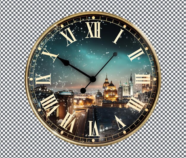 PSD decorative wall clock isolated on transparent background