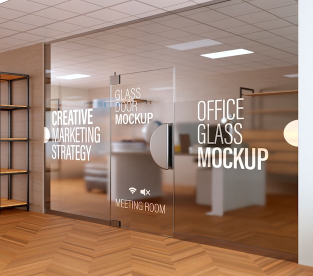 PSD decorative wall vinyl office mockup