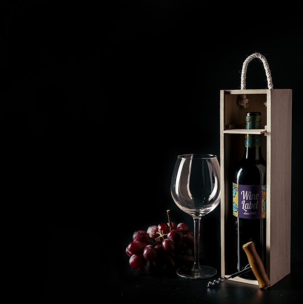 Decorative wine mockup with copyspace on left side