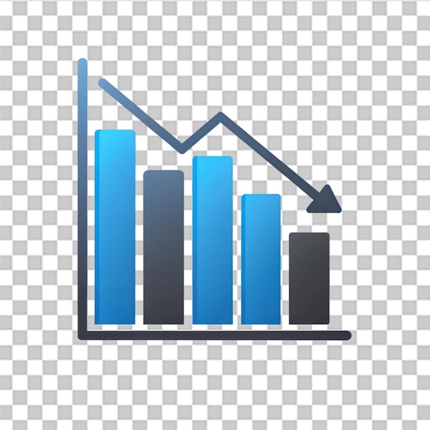decrease analytics graph icon isolated on transparent background
