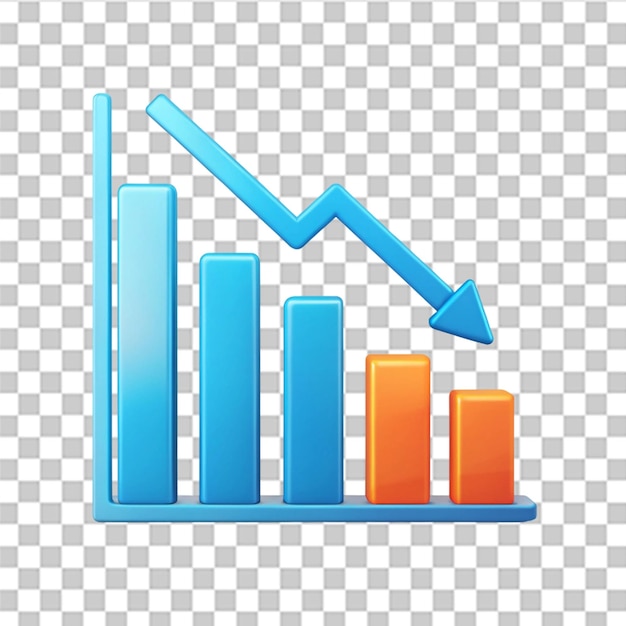 decrease analytics graph icon isolated on transparent background