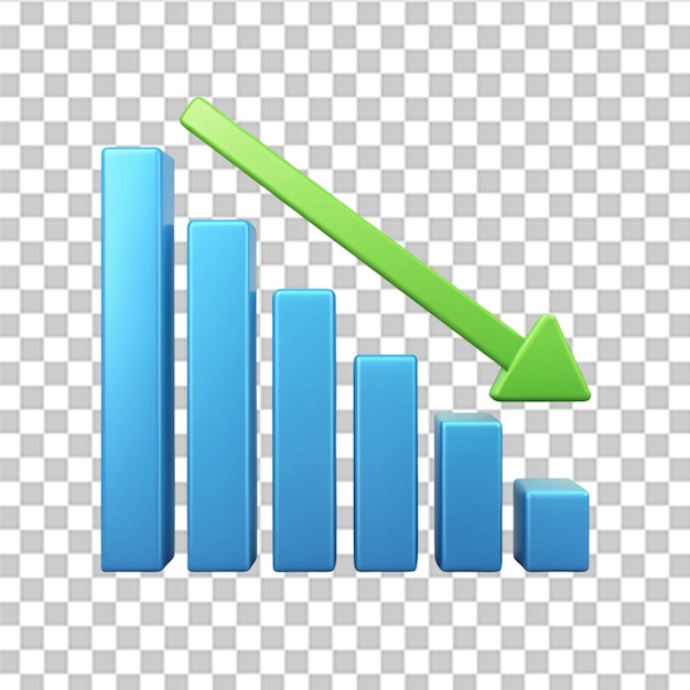 decrease analytics graph icon isolated on transparent background